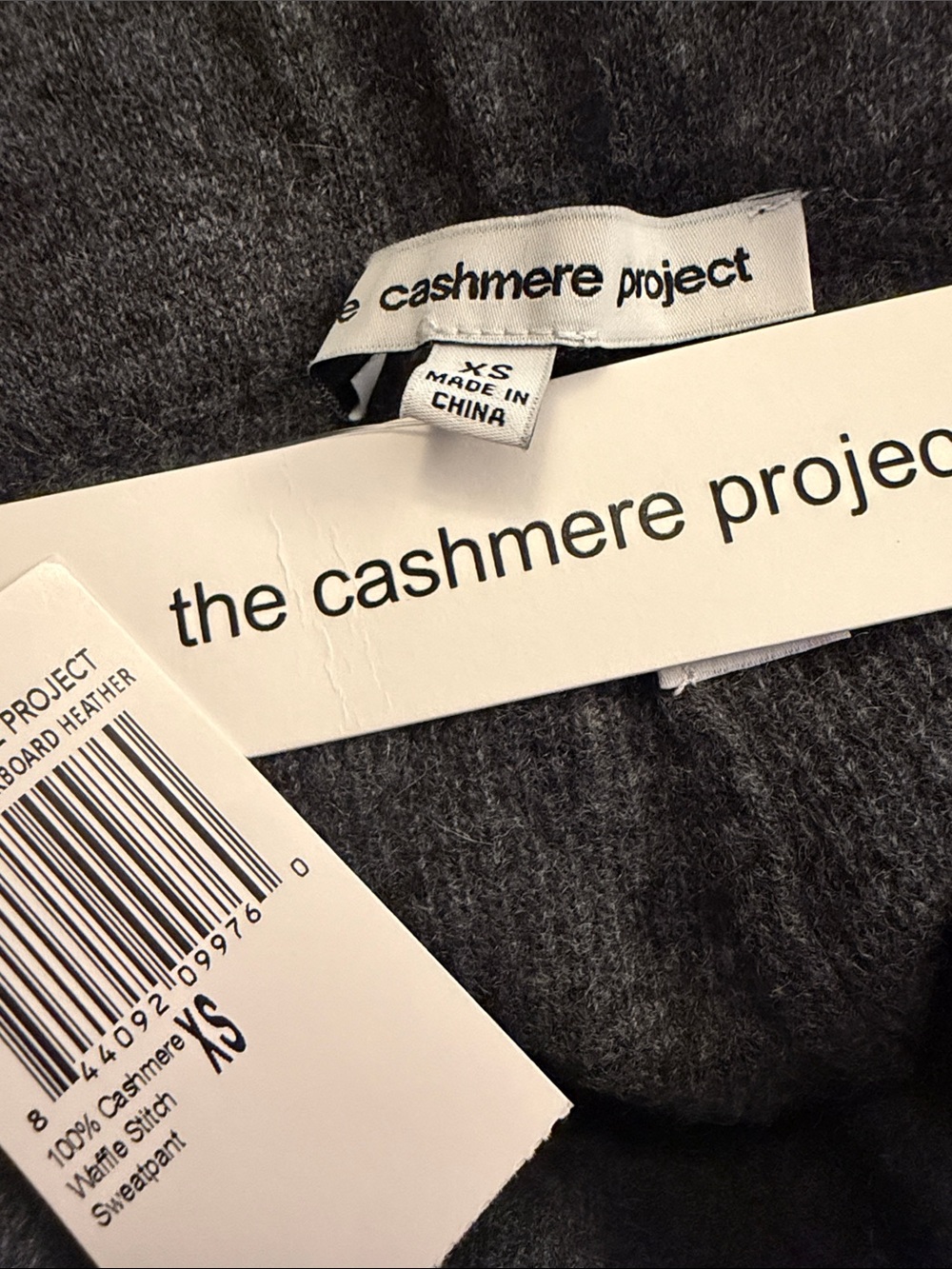 The Cashmere Project 100% Cashmere Waffle Knit Sweatpants Leggings Gray XS - Picture 7 of 8